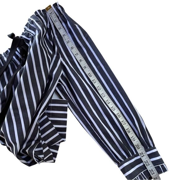 J.Crew Off-The-Shoulder Striped Bow Top Size Large Black White - Picture 10 of 11